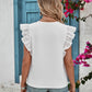 Ruffled V-Neck Cap Sleeve Blouse