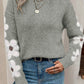 Flower Round Neck Long Sleeve Sweater