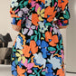 Plus Size Printed V-Neck Short Sleeve Mini Dress