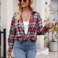 Pocketed Plaid Collared Neck Long Sleeve Shirt