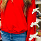 Contrast Bow Round Neck Long Sleeve Sweatshirt