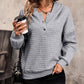 Waffle-Knit Half Button Hoodie