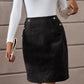 Decorative Button Slit Mini Skirt