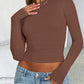Solid Color Round Neck Long Sleeve T-Shirt