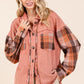 Mittoshop Button Down Contrast Plaid Patchwork Shacket