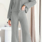 Round Neck Long Sleeve Top and Pants Set