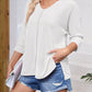 Full Size Textured Round Neck Three-Quarter Sleeve Blouse