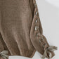 Lace Up Round Neck Long Sleeve Sweater