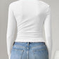 Devine Square Neck Half Snap Long Sleeve T-Shirt