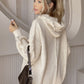 Drawstring Fringe Hem Long Sleeve Hooded Sweater