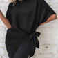 Knotted Round Neck Half Sleeve Blouse