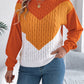 Contrast Round Neck Long Sleeve Sweater