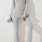 Round Neck Long Sleeve Top and Pants Set