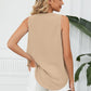 Contrast Trim Plunge Sleeveless Blouse