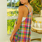 BiBi Bleached Vintage Plaid Wide Leg Overalls with Pockets - Brand BiBi