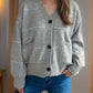 Striped Button Down V-Neck Long Sleeve Cardigan