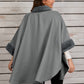 Fuzzy Trim Long Sleeve Poncho
