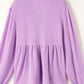 Corded Johnny Collar Long Sleeve Babydoll Blouse
