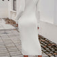 Devine Drawstring Round Neck Long Sleeve Midi Dress