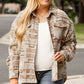 Plus Size Geometric Collared Neck Long Sleeve Jacket
