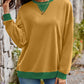 Contrast Round Neck Long Sleeve Sweatshirt