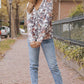 Floral Zip Up Pocketed Hoodie