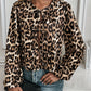 Tied Leopard Round Neck Long Sleeve Top