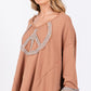 SAGE + FIG Peace Sign Mineral Wash Terry Top