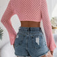 Sand n' Sun Openwork Tied Long Sleeve Knit Cover Up
