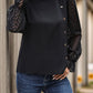 Perfee Mock Neck Flounce Sleeve Blouse
