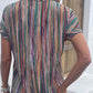 Striped Notched Short Sleeve Blouse