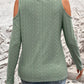 Full Size Eyelet V-Neck Cold Shoulder T-Shirt