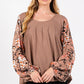 SAGE + FIG Floral Long Sleeve Front Pleated Detail Blouse