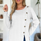 Slit Round Neck Long Sleeve T-Shirt