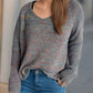 Heathered V-Neck Long Sleeve Sweater
