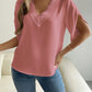 V-Neck Short Sleeve Blouse