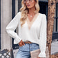 Ruffled V-Neck Flounce Sleeve Blouse