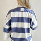 Oh Pima Cotton Wash Striped Half Zip Mock Neck Long Sleeve Top