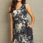 Double Take Printed Scoop Neck Sleeveless Buttoned Magic Dress with Pockets