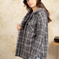 Drawstring Plaid Long Sleeve Hooded Jacket
