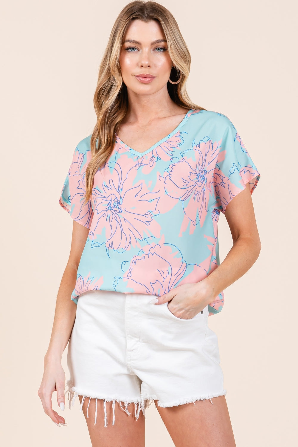 BOMBOM Floral Short Sleeve T-Shirt *