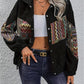 Embroidered Collared Neck Snap Down Jacket