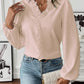 Ruffled V-Neck Long Sleeve Blouse