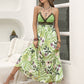 Backless Printed V-Neck Cami Dress