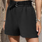 Pocketed Double Buckle High Waist Shorts
