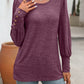 Full Size Decorative Button Round Neck Long Sleeve T-Shirt