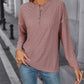Eyelet Round Neck Long Sleeve Top