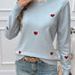 Devine Lace Detail Heart Long Sleeve Sweater