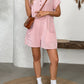 Button Detail Collared Neck Short Sleeve Romper