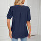 Eyelet Short Puff Sleeve Notched Neck Top